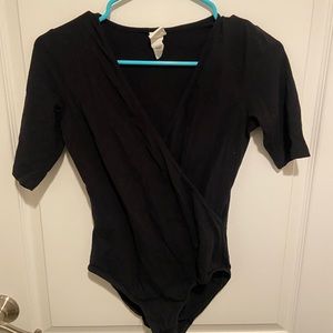 H&M black cross over bodysuit